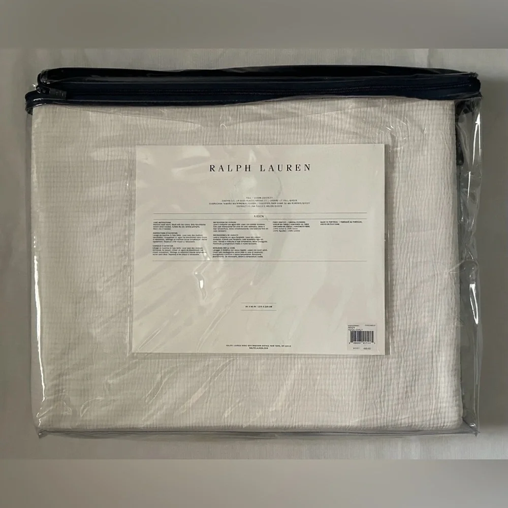 $400 NEW RALPH LAUREN HOME COVERLET FULL / QUEEN LIGHTWEIGHT PARCHMENT WHITE